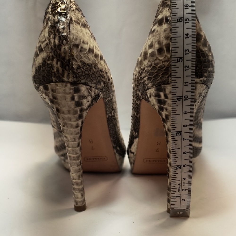 COACH Selma Python Snakeskin Peep Toe Pumps, Size… - image 15